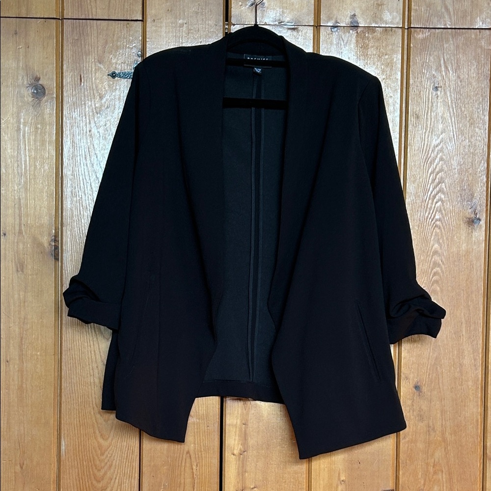 Black Open Front Blazer with slouch Sleeves